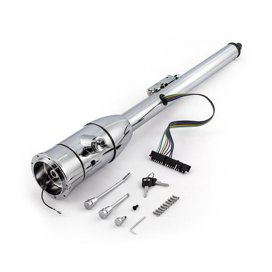 32" Floor Shift Tilt Steering Column With Ignition Keys & Steering Wheel Adapter