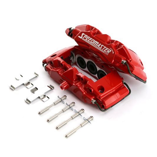 6 Piston Billet Caliper Front Pair - Red Powdercoated