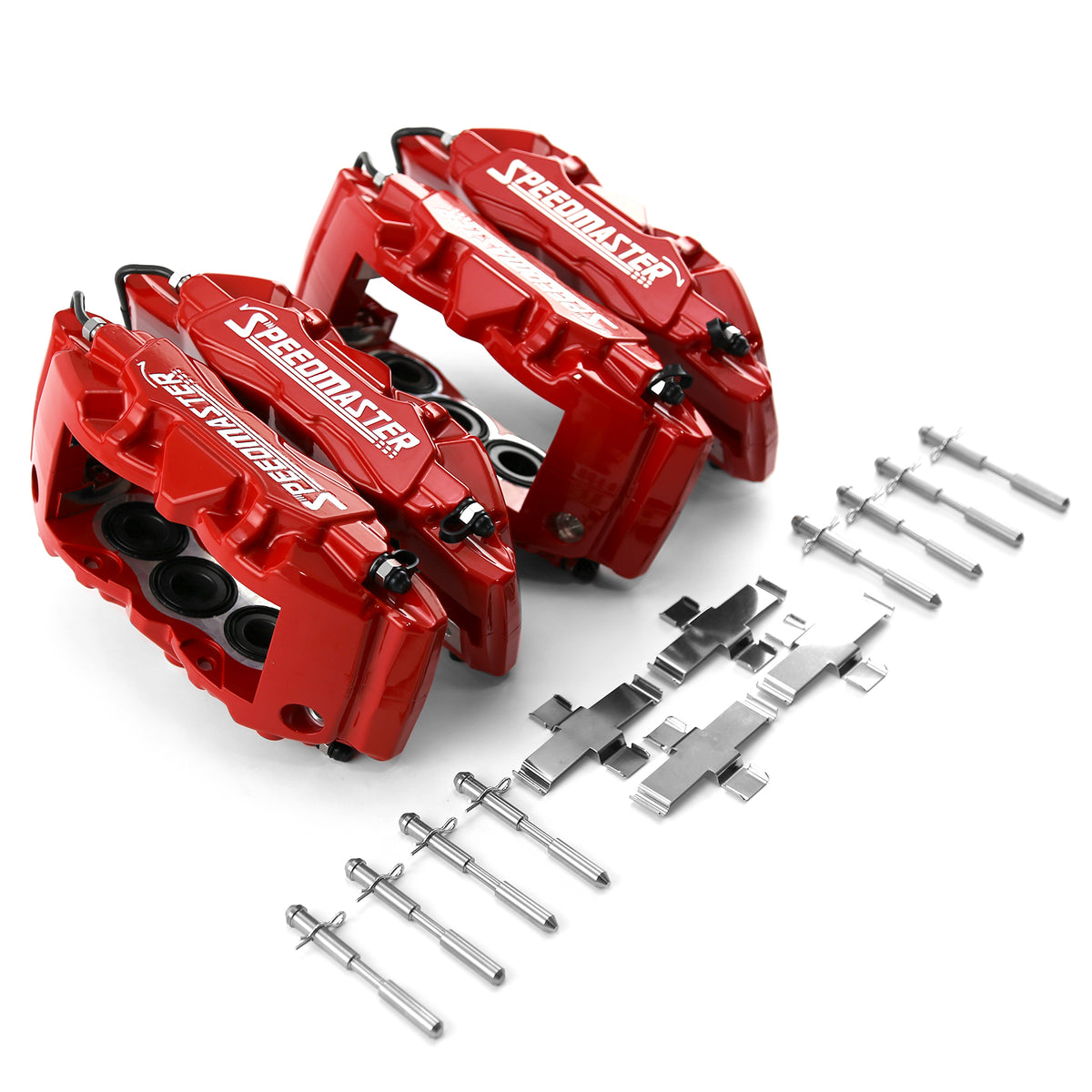 6 Piston Billet Caliper Front & Rear Kit - Red Powdercoated