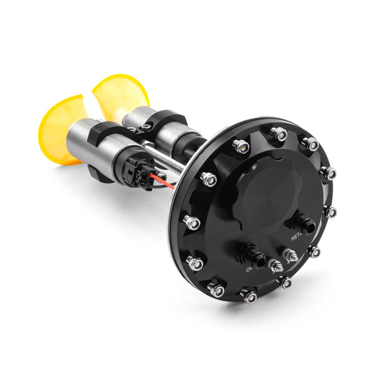 Universal Fit In-Tank Twin Brushless Electric Fuel Pump Billet Aluminum Black