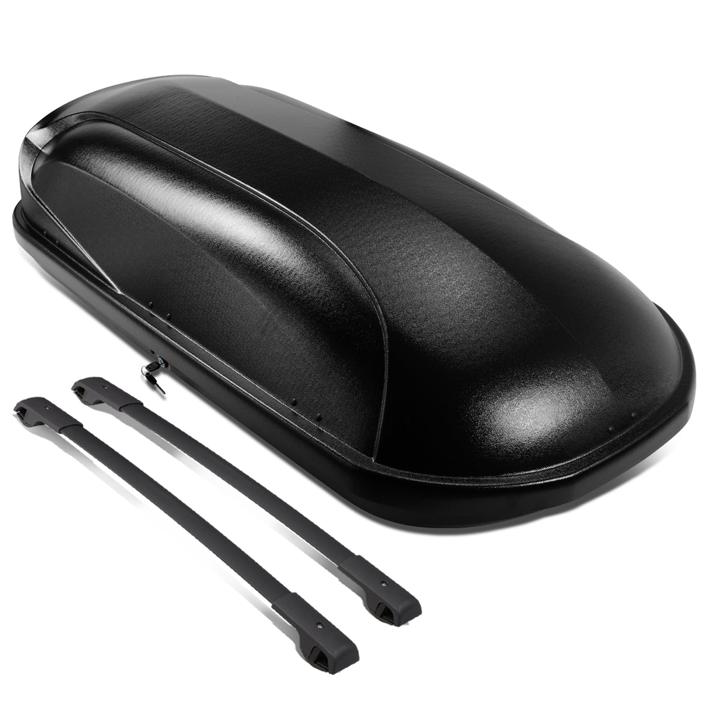 PORTAEQUIPAJE ROOF RACK CROSS BARS + CARGO ROOF BOX - 14-18 SUBARU FORESTER - MOUNTS ONTO OEM ROOF RAILS - BLACK