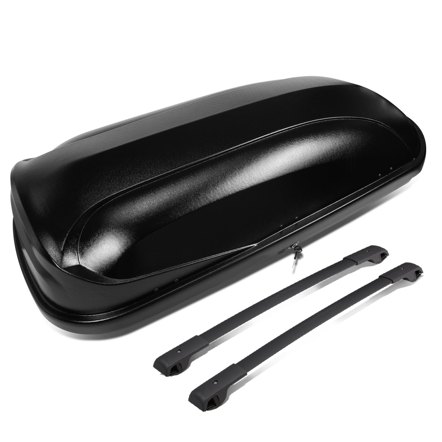 PORTAEQUIPAJE ROOF RACK CROSS BARS + CARGO ROOF BOX - 14-18 SUBARU FORESTER - MOUNTS ONTO OEM ROOF RAILS - BLACK