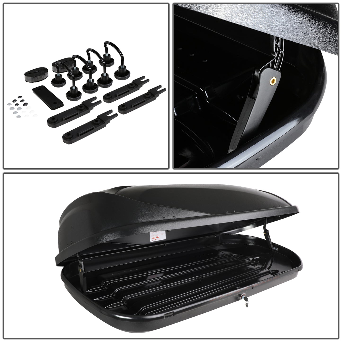 PORTAEQUIPAJE ROOF RACK CROSS BARS + CARGO ROOF BOX - 14-18 SUBARU FORESTER - MOUNTS ONTO OEM ROOF RAILS - BLACK