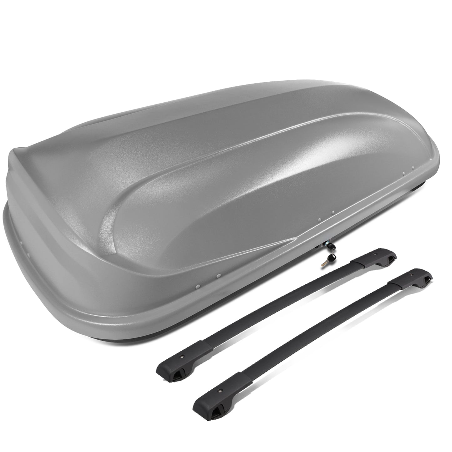 PORTAEQUIPAJE ROOF RACK CROSS BARS + CARGO ROOF BOX - 14-18 SUBARU FORESTER - MOUNTS ONTO OEM ROOF RAILS - GRAY