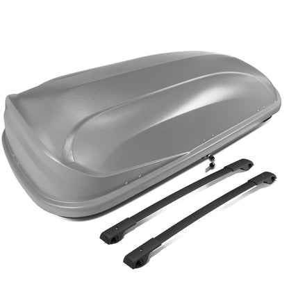 PORTAEQUIPAJE ROOF RACK CROSS BARS + CARGO ROOF BOX - 14-18 SUBARU FORESTER - MOUNTS ONTO OEM ROOF RAILS - GRAY