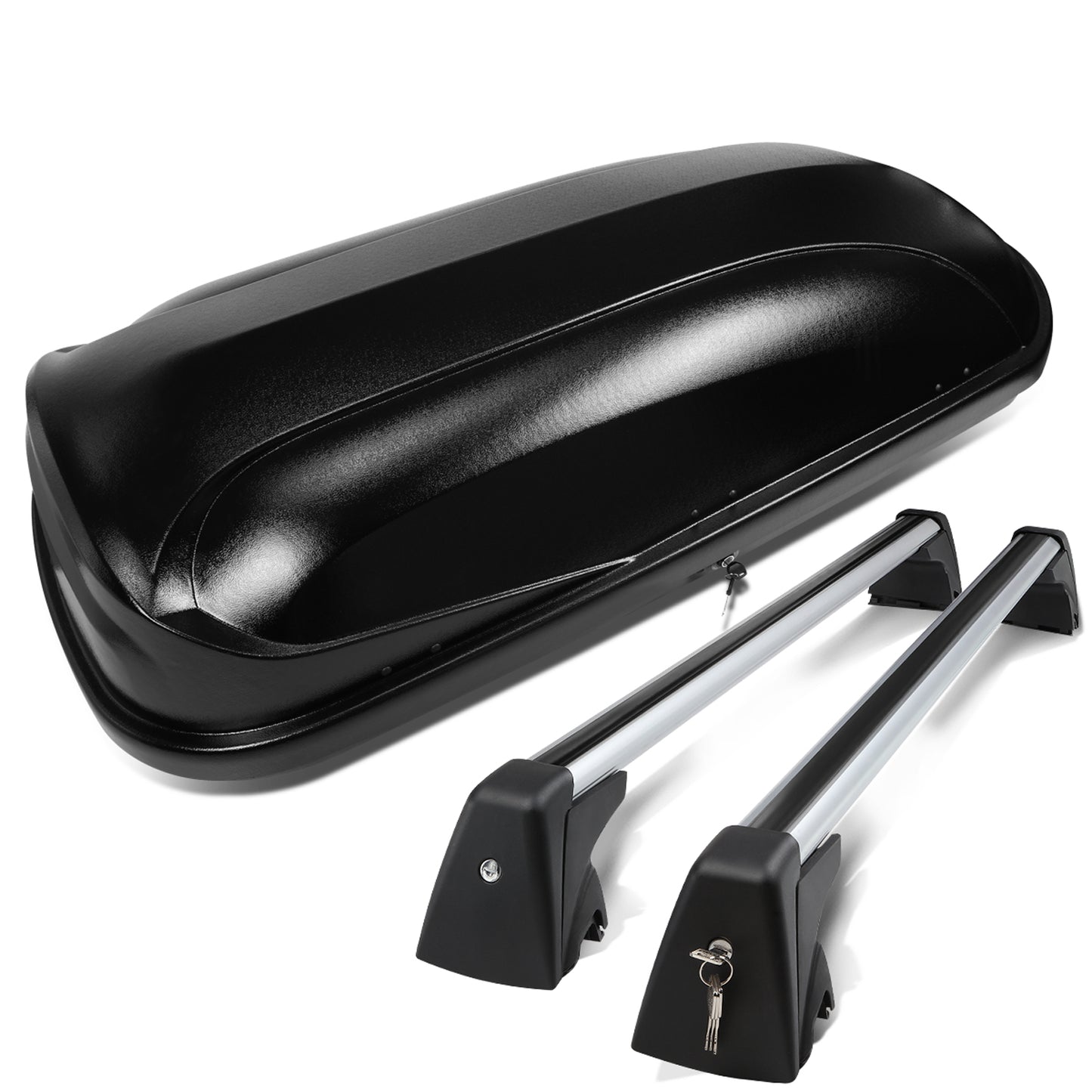 PORTAEQUIPAJE ROOF RACK CROSS BARS + CARGO ROOF BOX - 09-15 BMW X1 - MOUNTS ONTO OEM ROOF RAILS ONLY - BLACK
