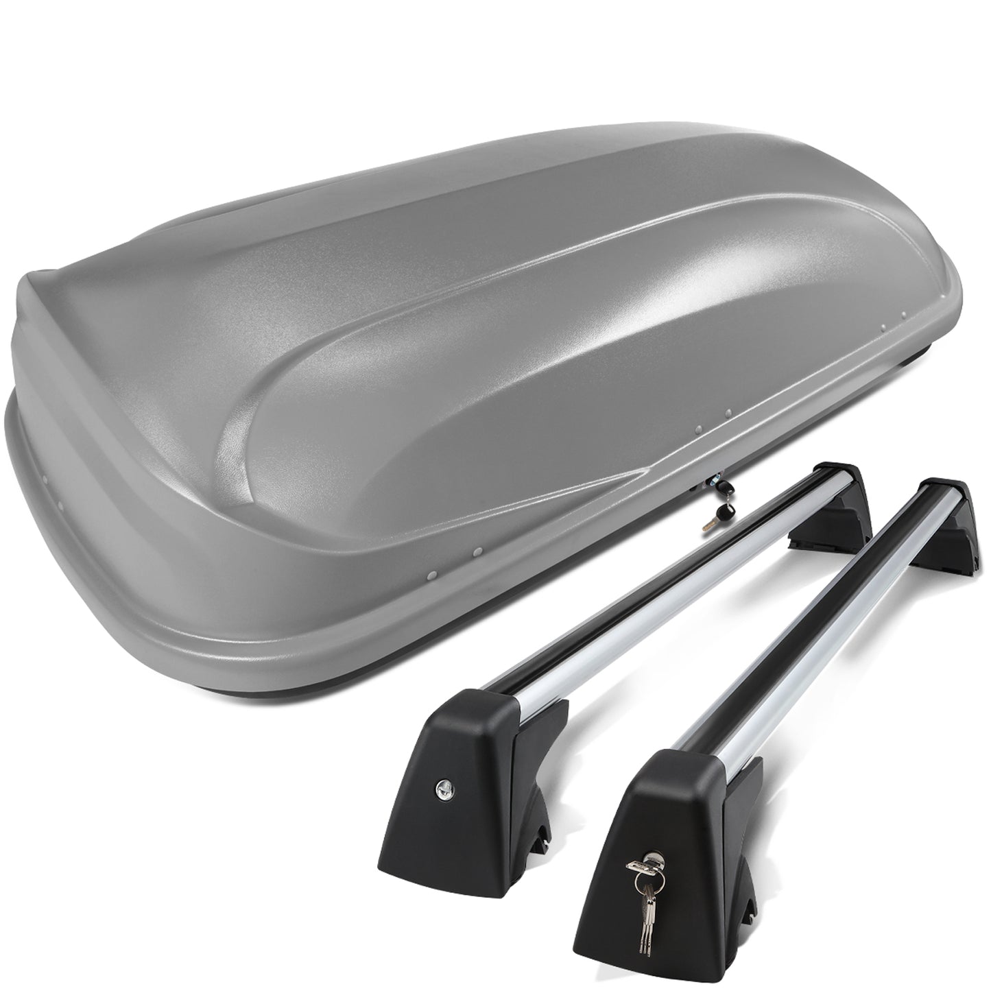 PORTAEQUIPAJE ROOF RACK CROSS BARS + CARGO ROOF BOX - 09-15 BMW X1 - MOUNTS ONTO OEM ROOF RAILS ONLY - GRAY