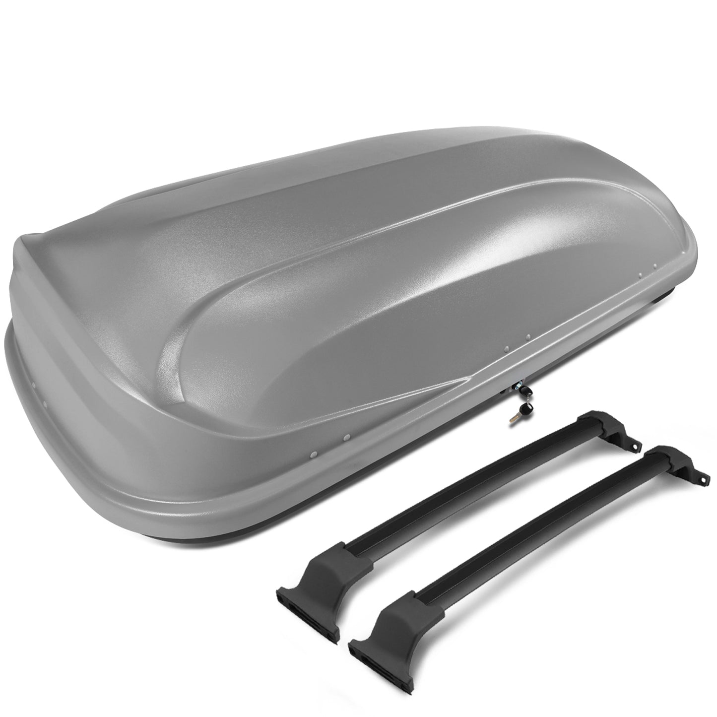 PORTAEQUIPAJE ROOF RACK CROSS BARS + CARGO ROOF BOX - 16-18 BUICK ENVISION - MOUNTS ONTO OEM ROOF RAILS ONLY - GRAY