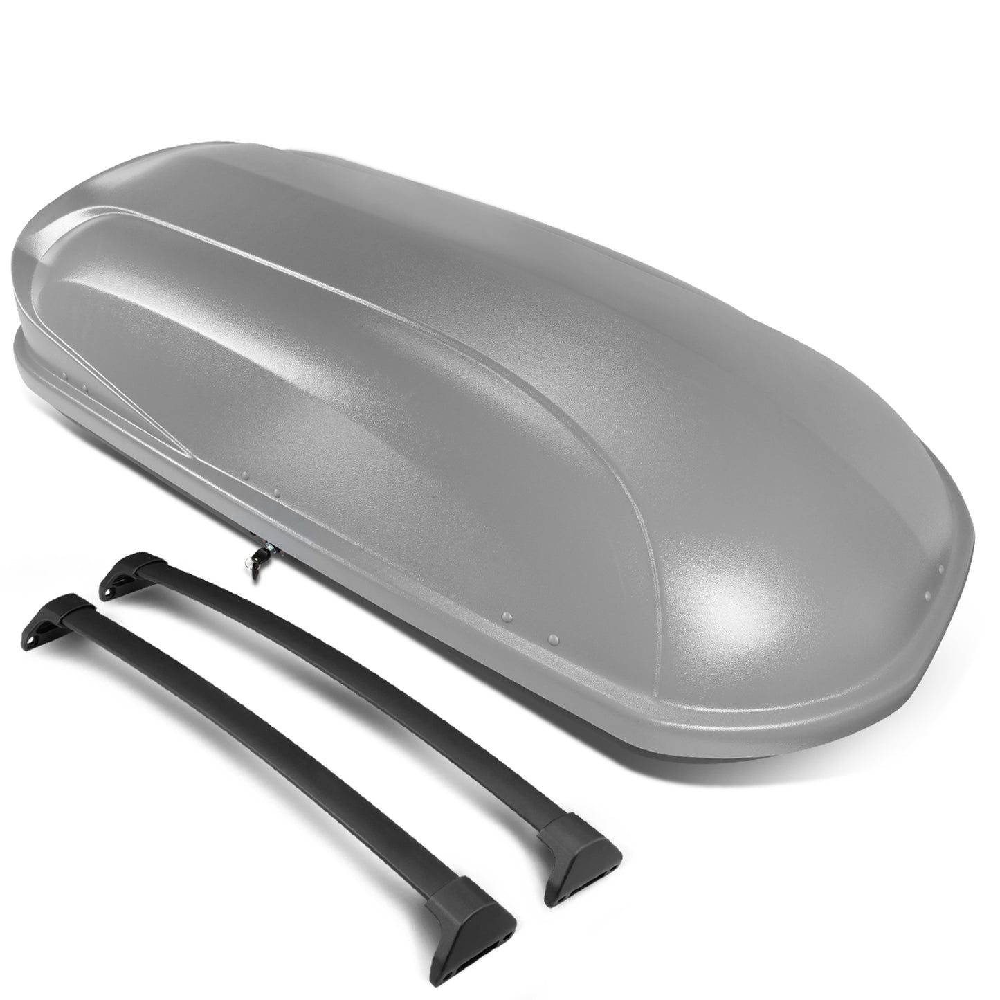 PORTAEQUIPAJE ROOF RACK CROSS BARS + CARGO ROOF BOX - 14-18 ACURA MDX - MOUNTS ONTO OEM ROOF RAILS ONLY - GRAY