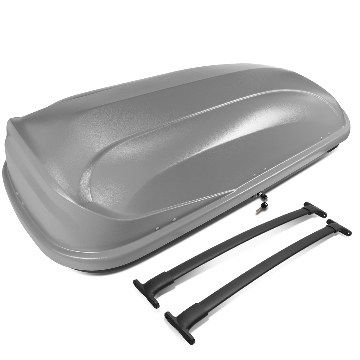 PORTAEQUIPAJE ROOF RACK CROSS BARS + CARGO ROOF BOX - 16-18 FORD EXPLORER - MOUNTS ONTO OEM ROOF RAILS ONLY - GRAY