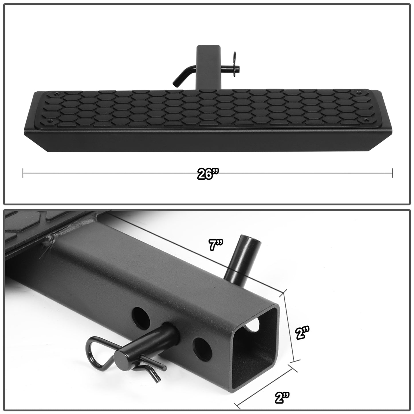 ESCALON TRASERO UNIVERSAL - 26" W X 5" L - FITS VEHICLES WITH 2" TRAILER HITCH - BLACK