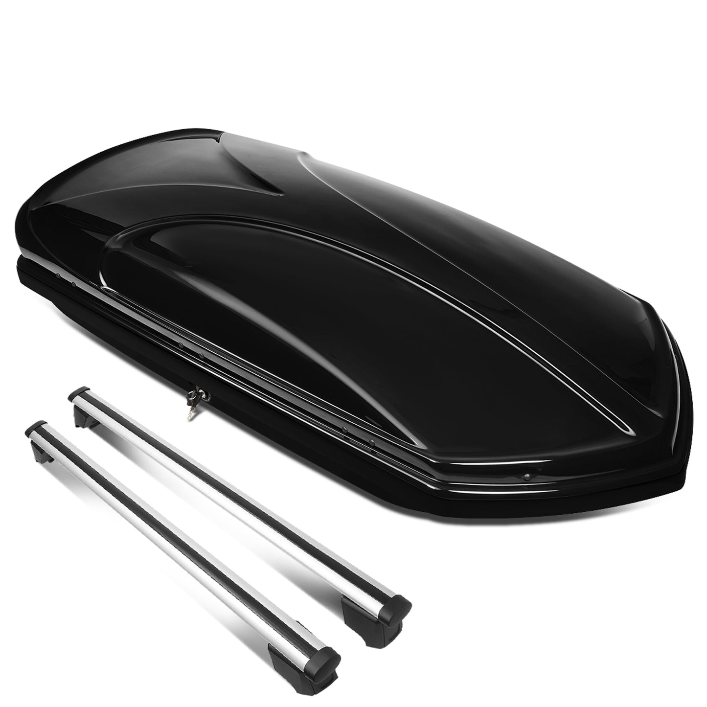PORTAEQUIPAJE ROOF RACK CROSS BARS + CARGO ROOF BOX - 09-16 AUDI Q5 - MOUNTS ONTO OEM ROOF RAILS ONLY - BLACK