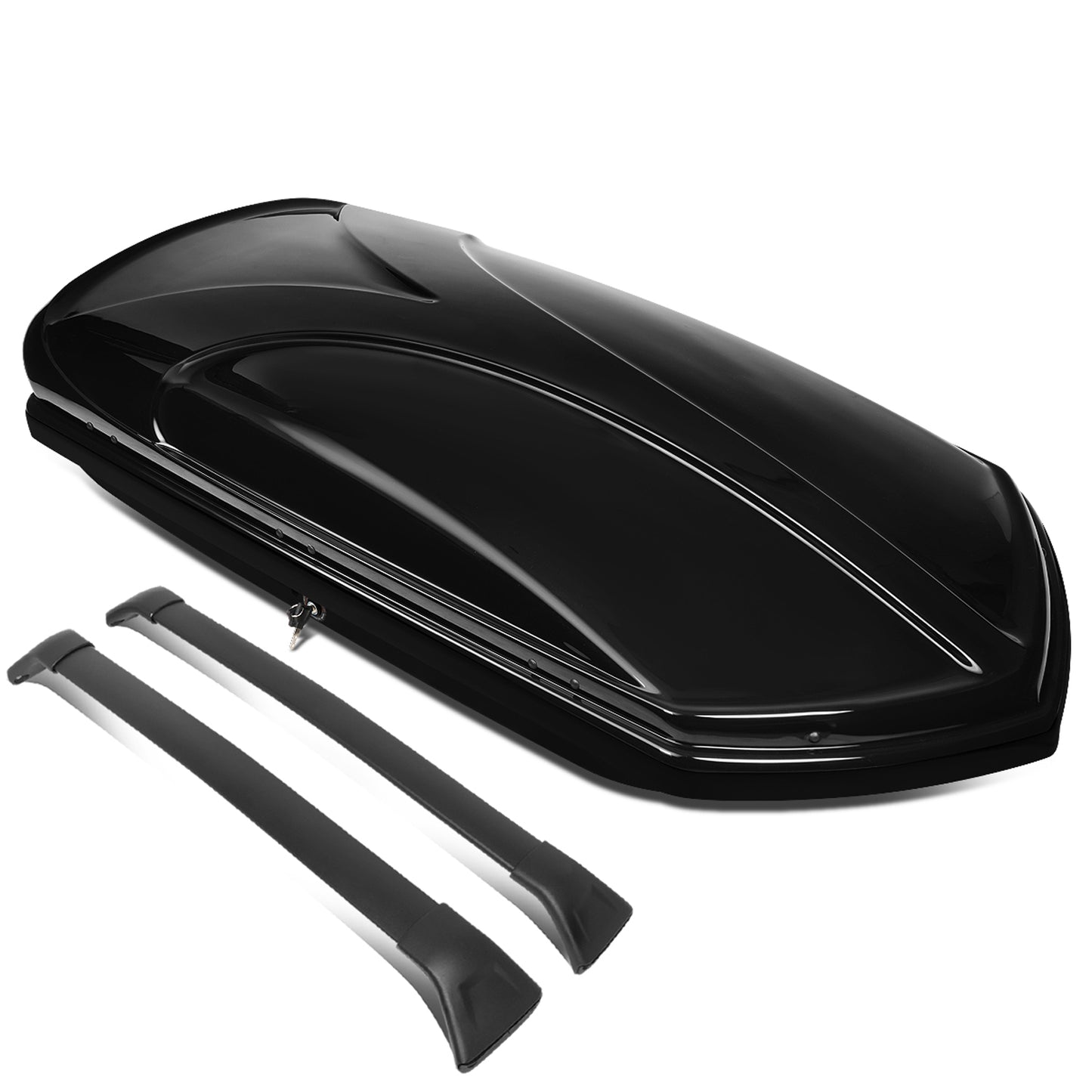 PORTAEQUIPAJE ROOF RACK CROSS BARS + CARGO ROOF BOX - 17-18 MAZDA CX-5 - BOLTS ONTO OEM ROOF RAILS ONLY - BLACK