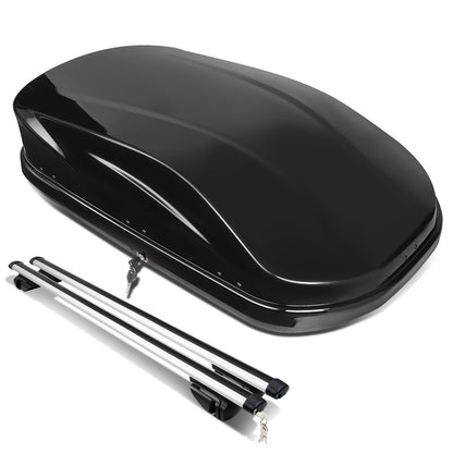 PORTAEQUIPAJE ROOF RACK CROSS BARS + CARGO ROOF BOX - UNIVERSAL - 120CM - ATTACHES TO VEHICLES WITH ROOF RAILS ONLY - BLACK