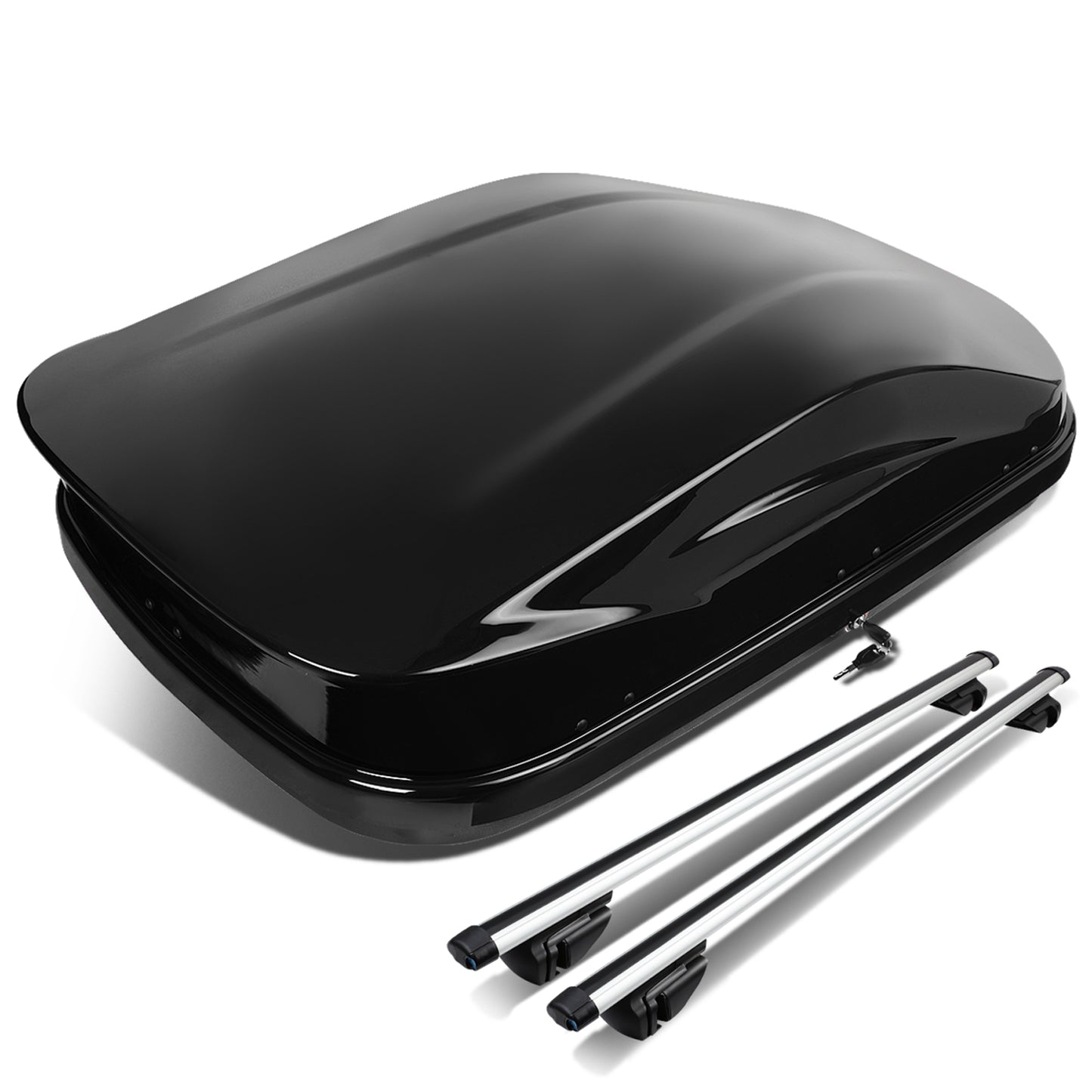 PORTAEQUIPAJE ROOF RACK CROSS BARS + CARGO ROOF BOX - UNIVERSAL - 120CM - ATTACHES TO VEHICLES WITH ROOF RAILS ONLY - BLACK
