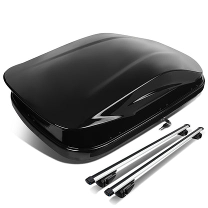 PORTAEQUIPAJE ROOF RACK CROSS BARS + CARGO ROOF BOX - UNIVERSAL - 120CM - ATTACHES TO VEHICLES WITH ROOF RAILS ONLY - BLACK