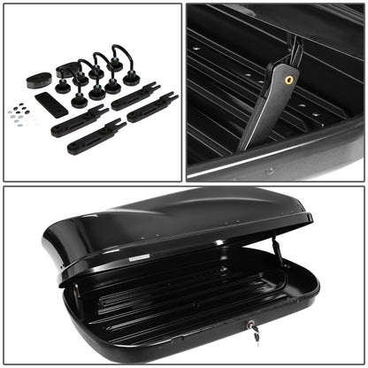 PORTAEQUIPAJE ROOF RACK CROSS BARS + CARGO ROOF BOX - UNIVERSAL - 120CM - ATTACHES TO VEHICLES WITH ROOF RAILS ONLY - BLACK