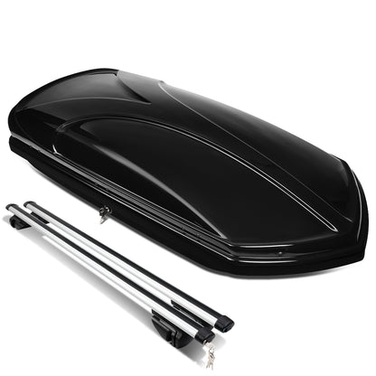 PORTAEQUIPAJE ROOF RACK CROSS BARS + CARGO ROOF BOX - UNIVERSAL - 135CM - ATTACHES TO VEHICLES WITH ROOF RAILS ONLY - BLACK
