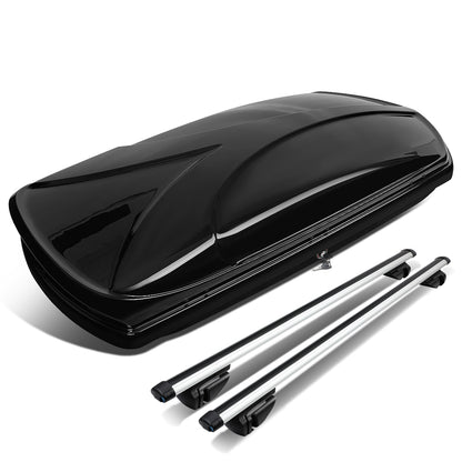 PORTAEQUIPAJE ROOF RACK CROSS BARS + CARGO ROOF BOX - UNIVERSAL - 135CM - ATTACHES TO VEHICLES WITH ROOF RAILS ONLY - BLACK