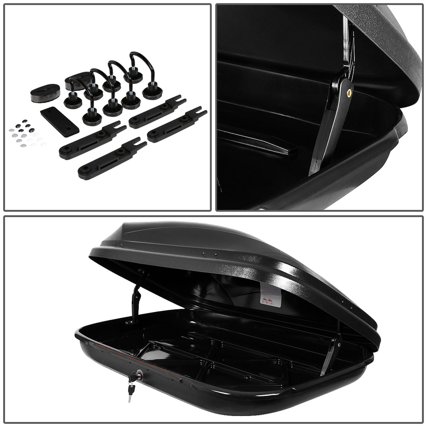 PORTAEQUIPAJE ROOF RACK CARGO ROOF BOX - UNIVERSAL - 133CM - 330L - 110 LBS - ATTACHES TO VEHICLES WITH CROSS BARS ONLY - TEXTURE BLACK