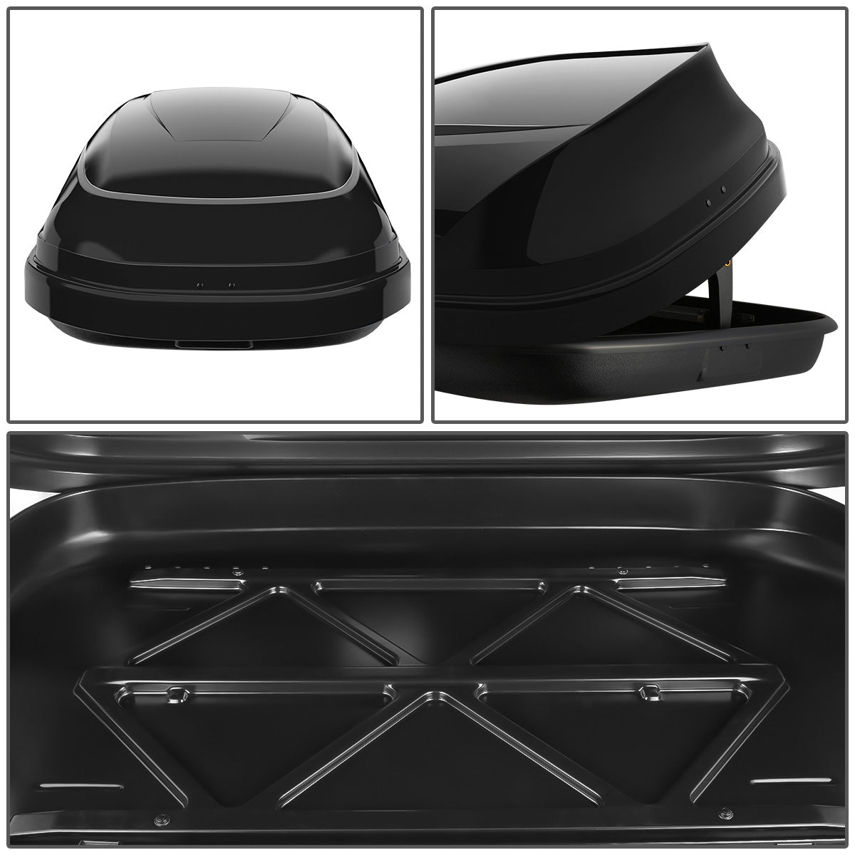 PORTAEQUIPAJE ROOF RACK CARGO ROOF BOX - UNIVERSAL - 133CM - 330L - 110 LBS - ATTACHES TO VEHICLES WITH CROSS BARS ONLY - GLOSSY SMOOTH BLACK