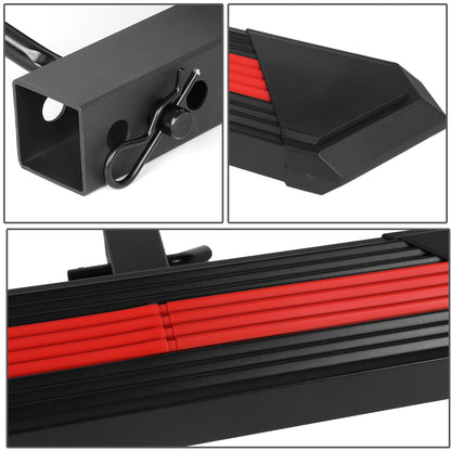 ESCALON TRASERO STAINLESS STEEL - 35" L X 6.25" W - FITS VEHICLES WITH 2" TOW HITCH RECEIVER - BLACK / RED