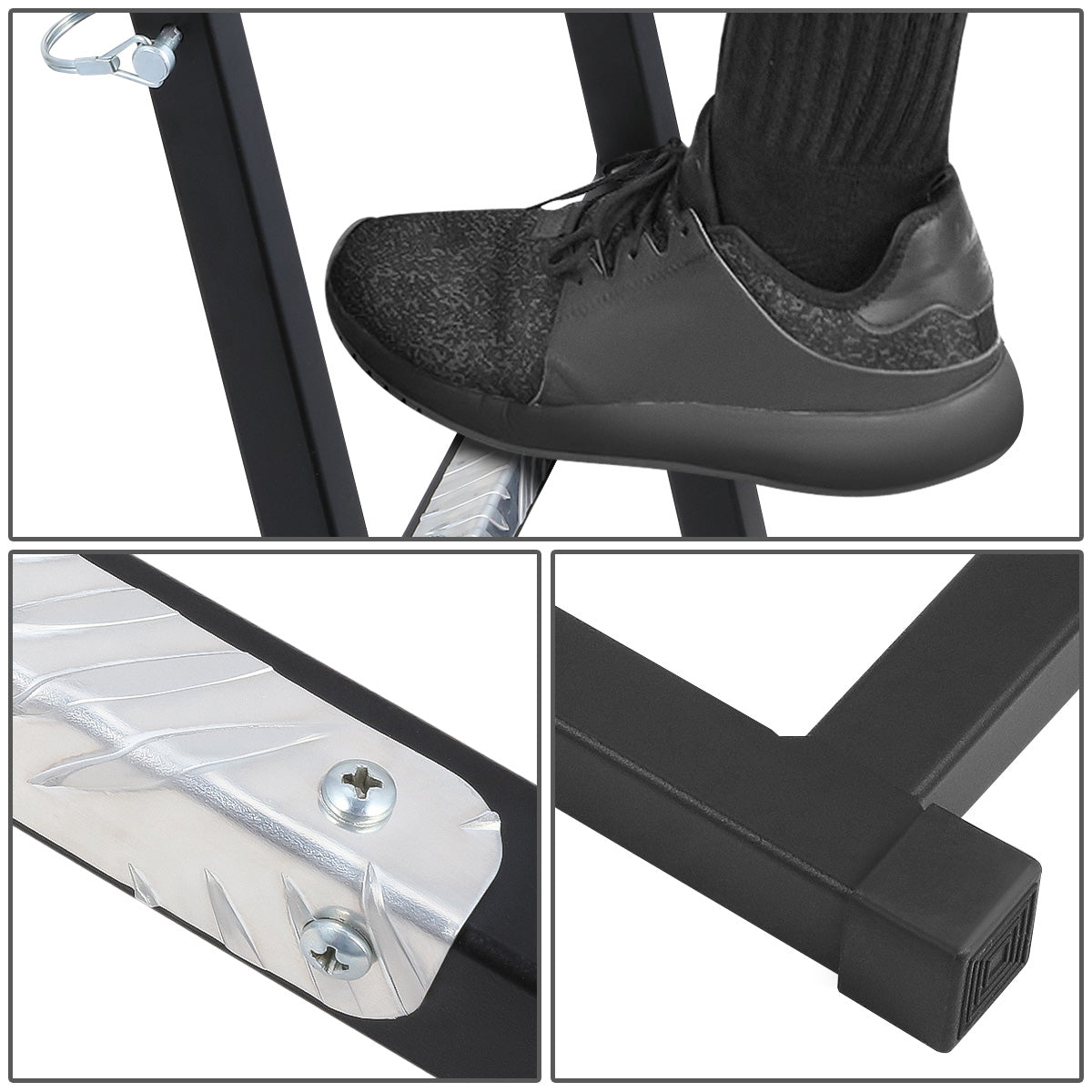PORTAEQUIPAJE TAILGATE LADDERS - UNIVERSAL - FOLDABLE - HEAVY DUTY STEEL - POWDERCOATED BLACK