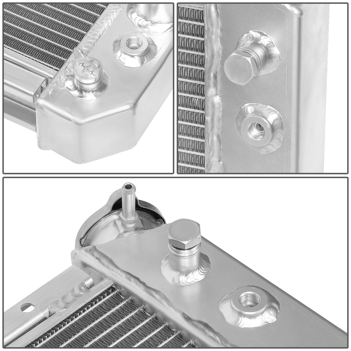 RADIADOR DE ALUMINIO RADIATOR - 3 ROWS - 82-92 CHEVY CAMARO, PONTIAC FIREBIRD, PONTIAC TRANS AM - FITS 2.5L, 3.1L, 3.8L V6, 305/ 350 CU V8 MODELS ONLY - FITS AUTOMATIC, MANUAL TRANSMISSION MODELS - MODIFICATION MIGHT BE REQUIRED FOR 2.8L V6 MODELS