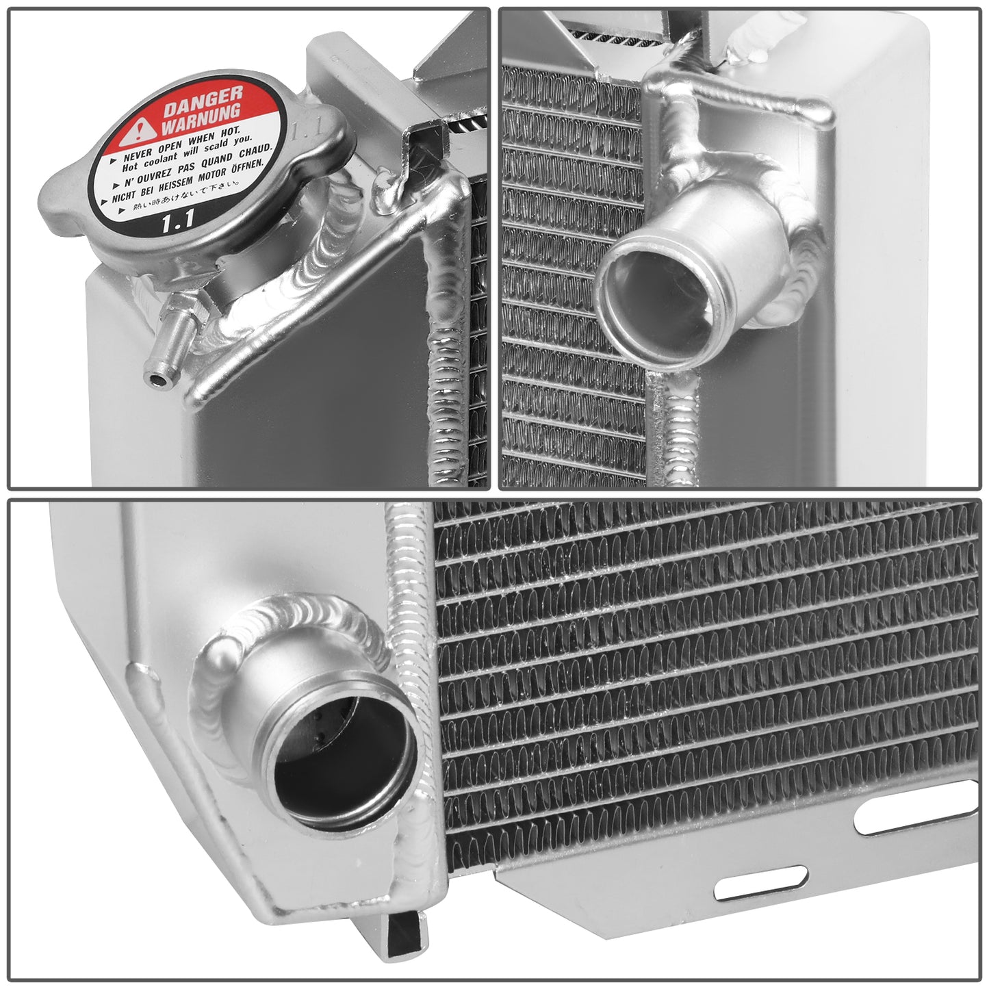RADIADOR DE ALUMINIO RADIATOR - 3 ROWS - 79-93 FORD MUSTANG / 80-87 THUNDERBIRD, MERCURY COUGAR / 83-86 LTD, MARQUIS / 81-82 GRANADA / 80-83 FAIRMONT / 82-87 LINCOLN CONTINENTAL / 84-92 MARK VII / 80-86 CAPRI / 1985 GRAND MARQUIS / 78-83 ZEPHYR -