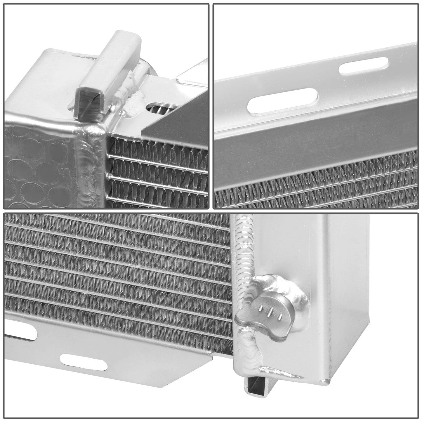 RADIADOR DE ALUMINIO RADIATOR - 3 ROWS - 79-93 FORD MUSTANG / 80-87 THUNDERBIRD, MERCURY COUGAR / 83-86 LTD, MARQUIS / 81-82 GRANADA / 80-83 FAIRMONT / 82-87 LINCOLN CONTINENTAL / 84-92 MARK VII / 80-86 CAPRI / 1985 GRAND MARQUIS / 78-83 ZEPHYR -