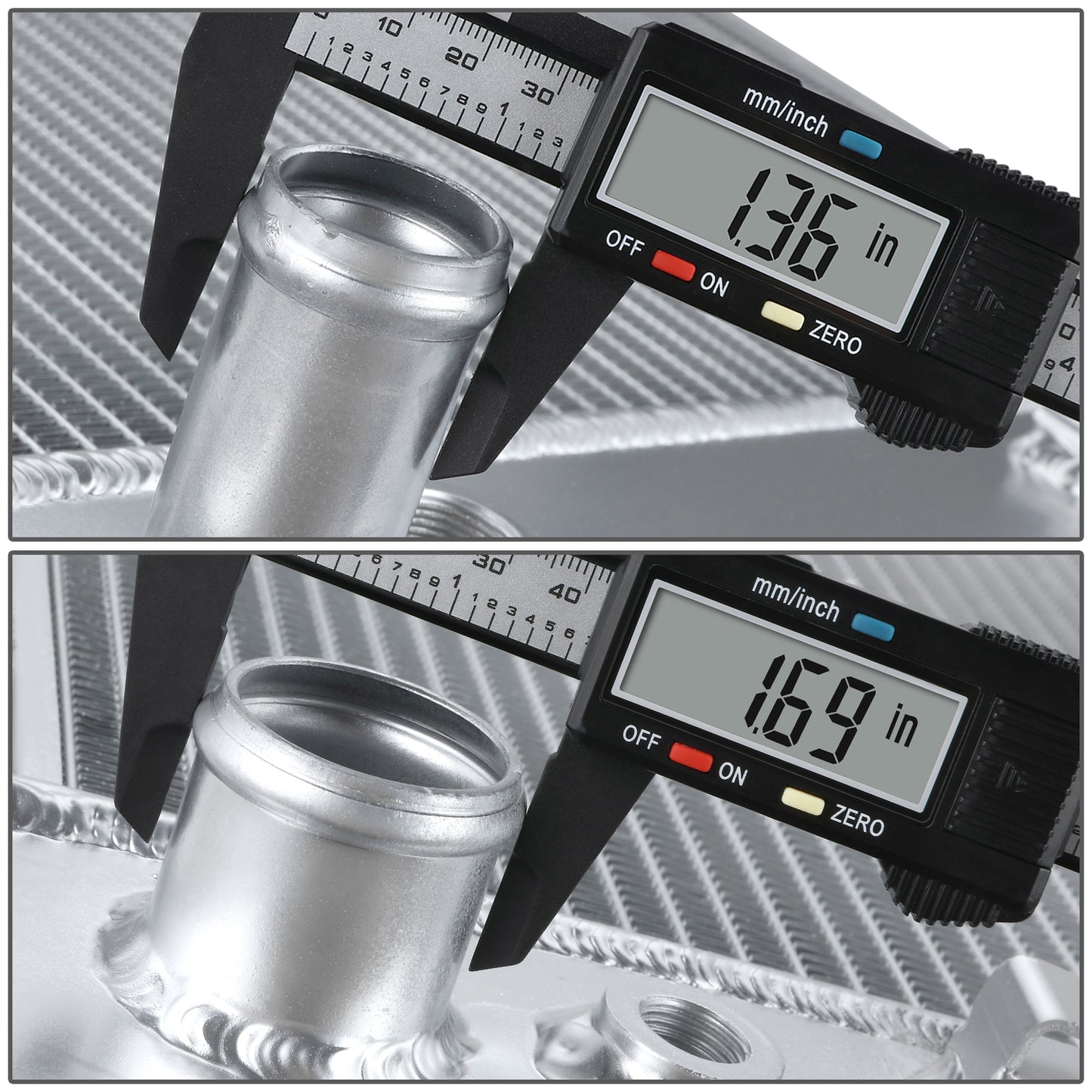 RADIADOR DE ALUMINIO RADIATOR - 02-14 ESCALADE / 99-13 SILVERADO 1500 2500 / 07-13 AVALANCHE / 00-14 YUKON - 4.8L, 5.3L, 6.0L, 6.2L - 2 ROW 34" WIDE - ALUMINUM - METALLIC