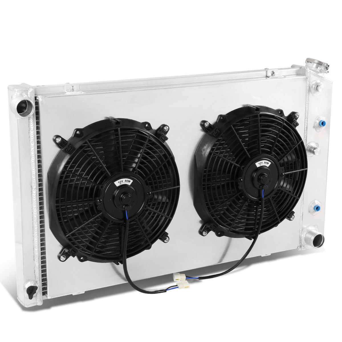 RADIADOR DE ALUMINIO RADIATOR + FAN SHROUD - 2 ROWS - 78-81 BUICK CENTURY, OLDSMOBILE CUTLASS, PONTIAC LEMANS / 1980 BUICK ELECTRA, BUICK ESTATE WAGON, OLDSMOBILE 98 / 80-82 BUICK LESABRE, OLDSMOBILE DELTA 88 / 78-87 BUICK REGAL, CHEVY EL CAMINO, GMC