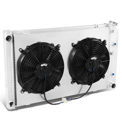 RADIADOR DE ALUMINIO RADIATOR + FAN SHROUD - 2 ROWS - 78-81 BUICK CENTURY, OLDSMOBILE CUTLASS, PONTIAC LEMANS / 1980 BUICK ELECTRA, BUICK ESTATE WAGON, OLDSMOBILE 98 / 80-82 BUICK LESABRE, OLDSMOBILE DELTA 88 / 78-87 BUICK REGAL, CHEVY EL CAMINO, GMC