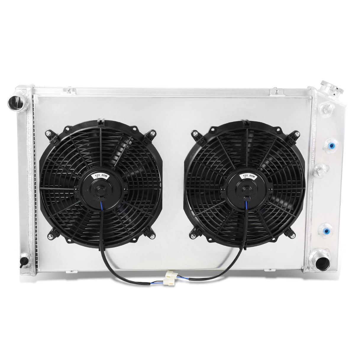 RADIADOR DE ALUMINIO RADIATOR + FAN SHROUD - 2 ROWS - 78-81 BUICK CENTURY, OLDSMOBILE CUTLASS, PONTIAC LEMANS / 1980 BUICK ELECTRA, BUICK ESTATE WAGON, OLDSMOBILE 98 / 80-82 BUICK LESABRE, OLDSMOBILE DELTA 88 / 78-87 BUICK REGAL, CHEVY EL CAMINO, GMC