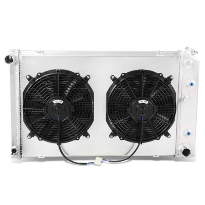 RADIADOR DE ALUMINIO RADIATOR + FAN SHROUD - 2 ROWS - 78-81 BUICK CENTURY, OLDSMOBILE CUTLASS, PONTIAC LEMANS / 1980 BUICK ELECTRA, BUICK ESTATE WAGON, OLDSMOBILE 98 / 80-82 BUICK LESABRE, OLDSMOBILE DELTA 88 / 78-87 BUICK REGAL, CHEVY EL CAMINO, GMC