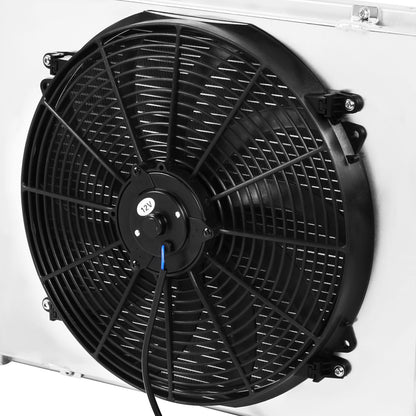 RADIADOR DE ALUMINIO RADIATOR + FAN SHROUD - 3 ROWS - 67-69 CHEVY CAMARO, PONTIAC FIREBIRD - FITS I6 V8 MT MODELS ONLY - BLACK FANS