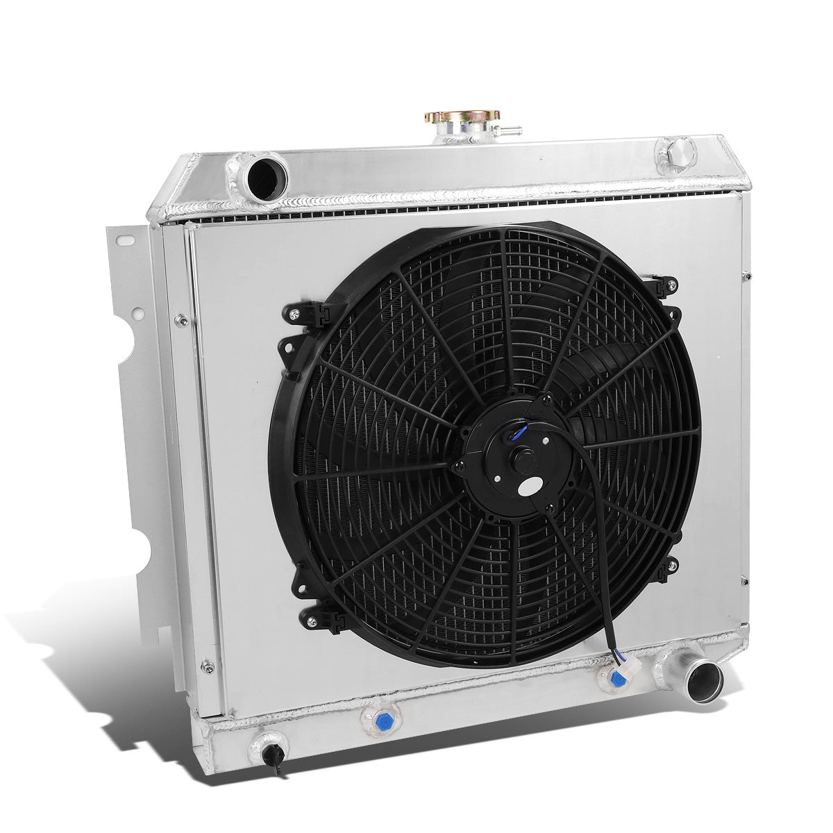 RADIADOR DE ALUMINIO RADIATOR + FAN SHROUD - 3 ROWS - 70-72 DODGE CHARGER V8 / 70-71 DODGE CHALLENGER V8 / 70-73 DODGE CORONET V8, PLYMOUTH BARRACUDA V8 / 71-73 PLYMOUTH SATELLITE V8 / 72-73 PLYMOUTH ROAD RUNNER V8 / 1970 PLYMOUTH BELVEDERE V8 - FITS BOTH