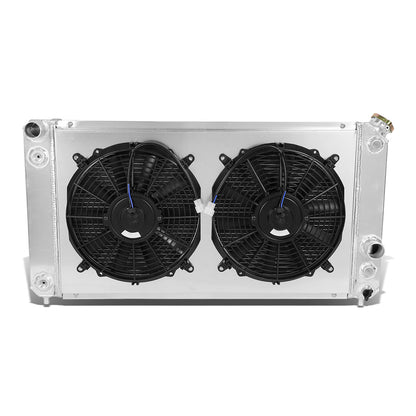 RADIADOR DE ALUMINIO RADIATOR + FAN SHROUD - 3 ROWS - 95-05 CHEVY BLAZER / 94-04 CHEVY S10, GMC SONOMA / 95-01 GMC JIMMY / 96-00 ISUZU HOMBRE / 96-01 OLDSMOBILE BRAVADA - FITS 4.3L MODELS - BLACK FANS