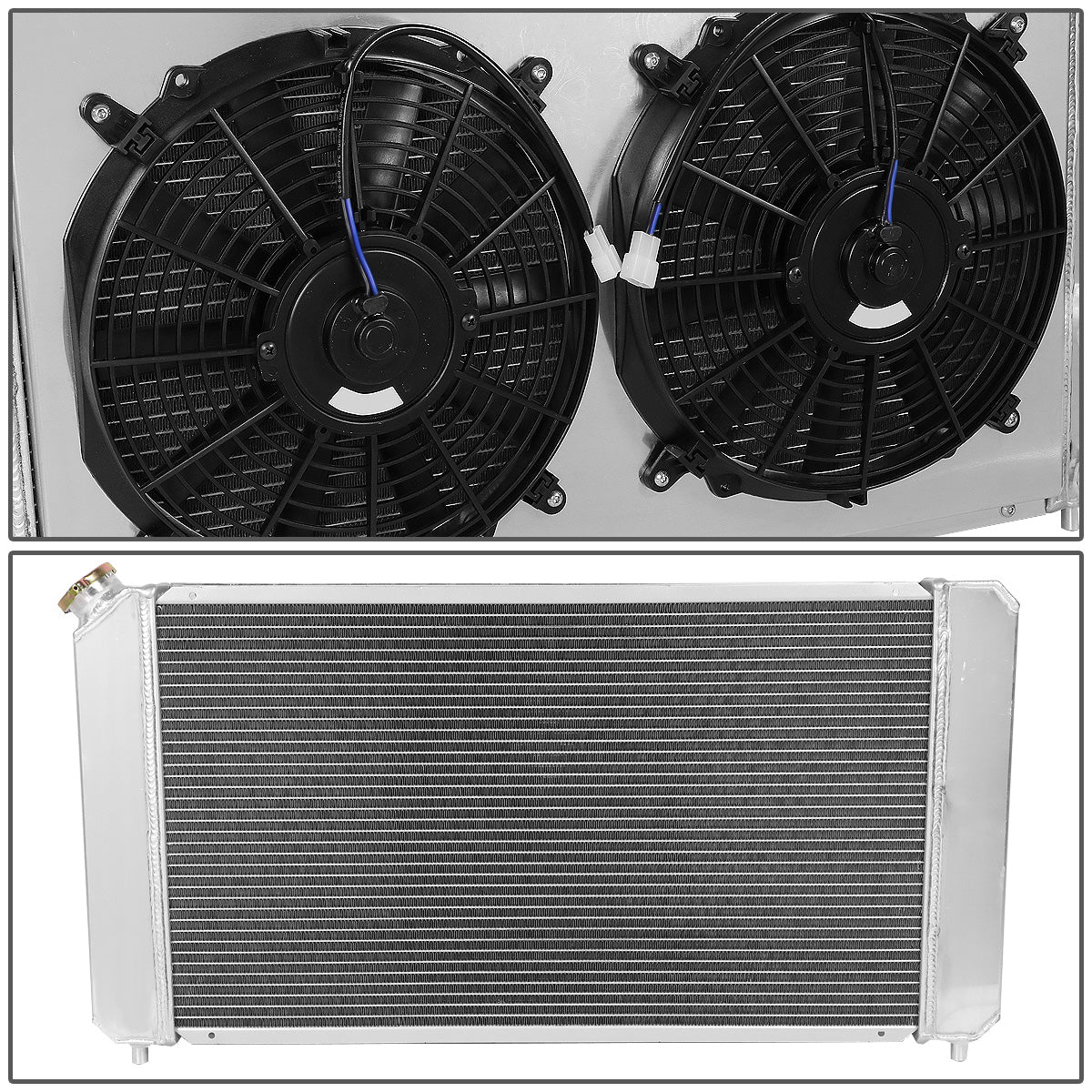 RADIADOR DE ALUMINIO RADIATOR + FAN SHROUD - 3 ROWS - 95-05 CHEVY BLAZER / 94-04 CHEVY S10, GMC SONOMA / 95-01 GMC JIMMY / 96-00 ISUZU HOMBRE / 96-01 OLDSMOBILE BRAVADA - FITS 4.3L MODELS - BLACK FANS
