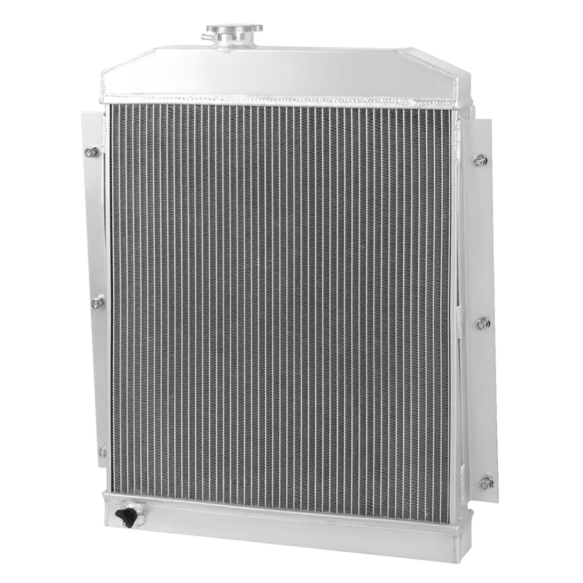 RADIADOR DE ALUMINIO RADIATOR + FAN SHROUD - 3 ROWS - 47-54 CHEVY PICKUP, SUBURBAN L6 MODELS - BLACK FAN