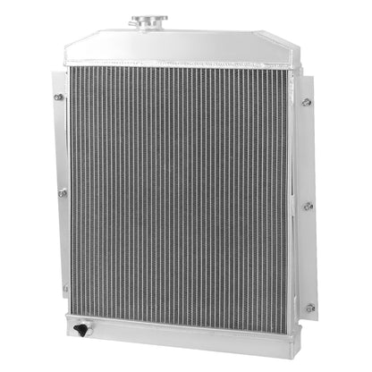 RADIADOR DE ALUMINIO RADIATOR + FAN SHROUD - 3 ROWS - 47-54 CHEVY PICKUP, SUBURBAN L6 MODELS - BLACK FAN