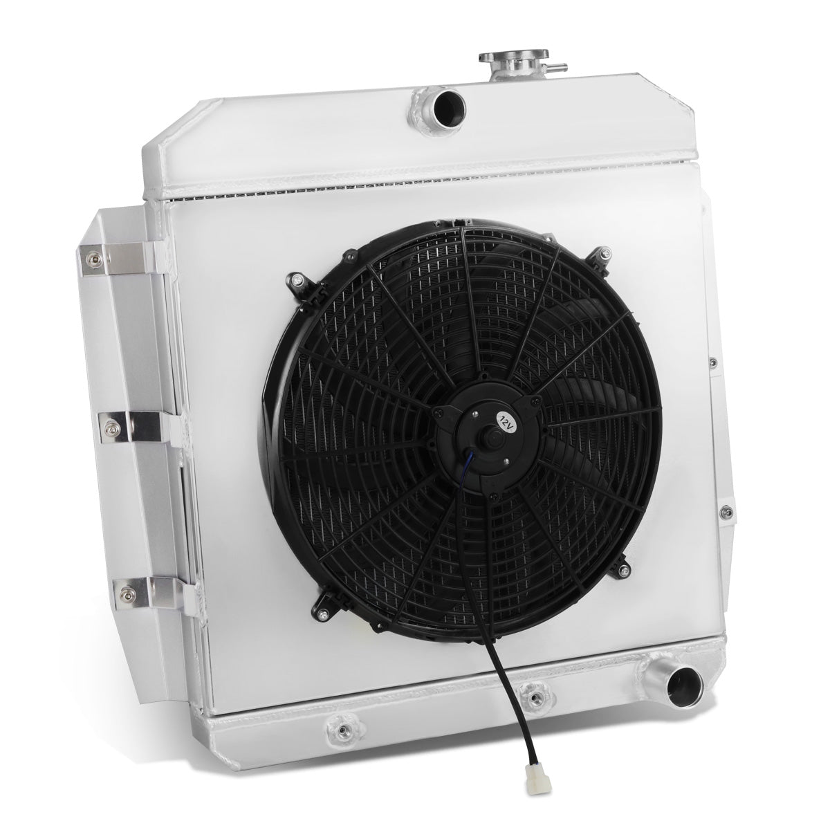 RADIADOR DE ALUMINIO RADIATOR + FAN SHROUD - 3 ROWS - 55-59 CHEVY C/K SERIES TRUCK, PICKUP, SUBURBAN, CHEVY 3100, CHEVY 3200, CHEVY 3400, CHEVY 3500, CHEVY 3600, CHEVY 3700, CHEVY 3800. GMC 100, GMC 150 - FITS MODELS WITH 3.8L, 6.1L I6/V8 OHV ENGINES ONLY