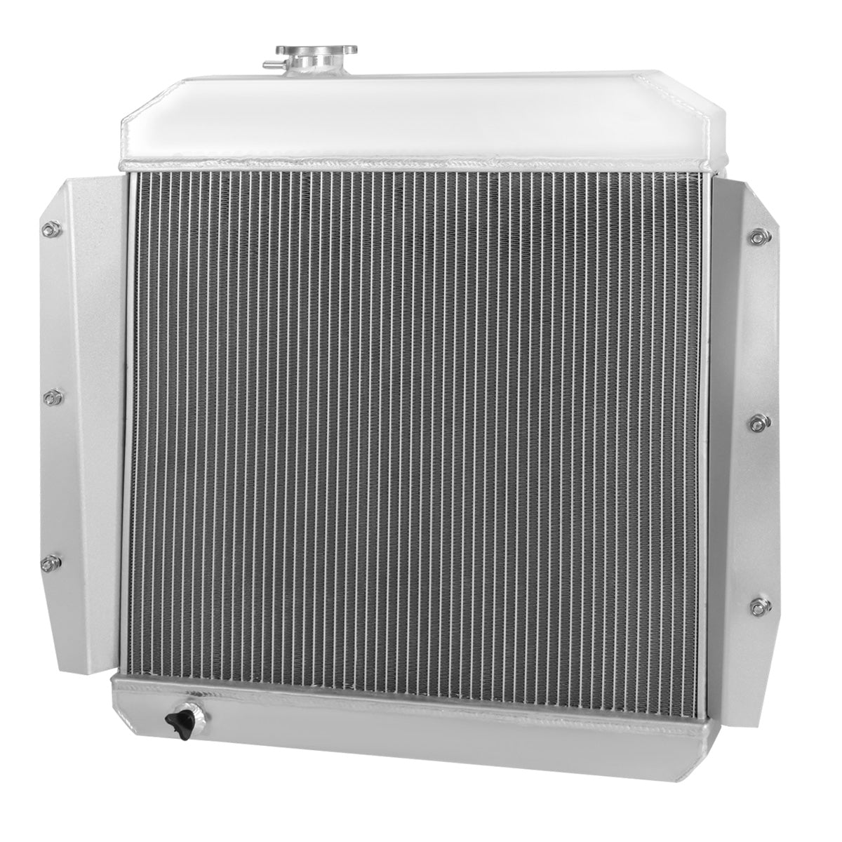 RADIADOR DE ALUMINIO RADIATOR + FAN SHROUD - 3 ROWS - 55-59 CHEVY C/K SERIES TRUCK, PICKUP, SUBURBAN, CHEVY 3100, CHEVY 3200, CHEVY 3400, CHEVY 3500, CHEVY 3600, CHEVY 3700, CHEVY 3800. GMC 100, GMC 150 - FITS MODELS WITH 3.8L, 6.1L I6/V8 OHV ENGINES ONLY