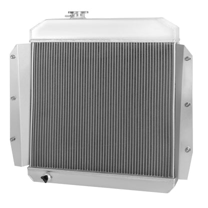 RADIADOR DE ALUMINIO RADIATOR + FAN SHROUD - 3 ROWS - 55-59 CHEVY C/K SERIES TRUCK, PICKUP, SUBURBAN, CHEVY 3100, CHEVY 3200, CHEVY 3400, CHEVY 3500, CHEVY 3600, CHEVY 3700, CHEVY 3800. GMC 100, GMC 150 - FITS MODELS WITH 3.8L, 6.1L I6/V8 OHV ENGINES ONLY