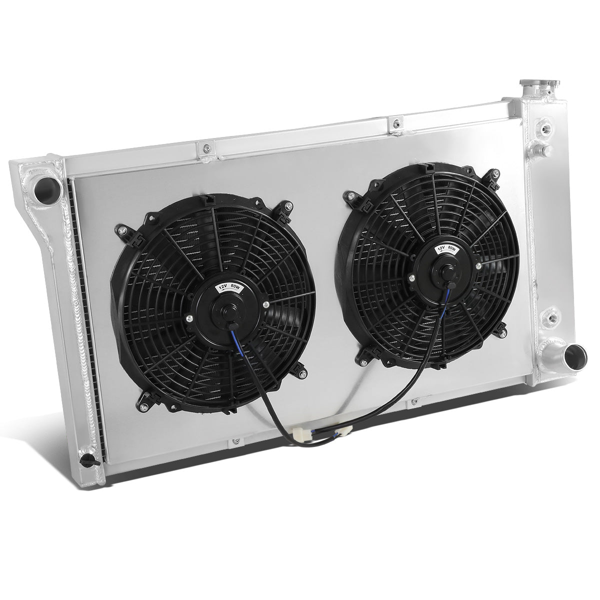 RADIADOR DE ALUMINIO RADIATOR + FAN SHROUD - 3 ROWS - 67-72 CHEVY PICKUP TRUCK C10, C20, C30, K10, K20 CK-SERIES - BLACK FANS