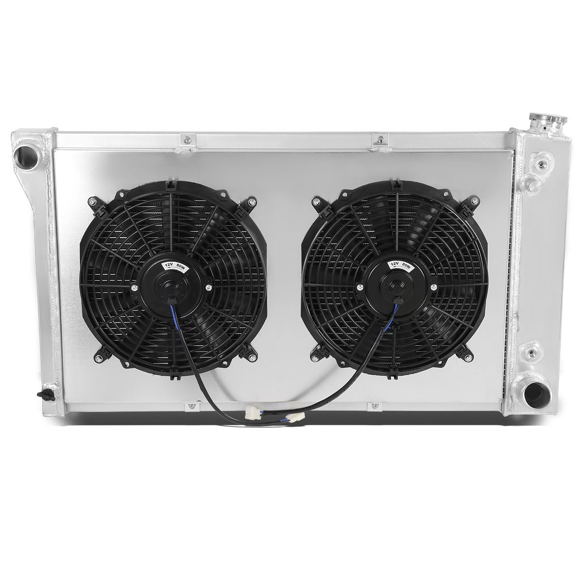 RADIADOR DE ALUMINIO RADIATOR + FAN SHROUD - 3 ROWS - 67-72 CHEVY PICKUP TRUCK C10, C20, C30, K10, K20 CK-SERIES - BLACK FANS