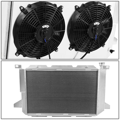 RADIADOR DE ALUMINIO RADIATOR + FAN SHROUD - 3 ROWS - 85-96 FORD F-150, F-250, BRONCO 5.0L V8 - BLACK FANS