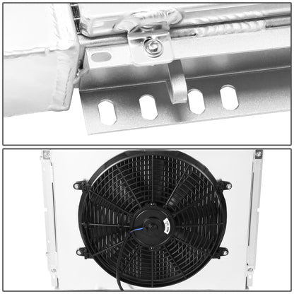RADIADOR DE ALUMINIO RADIATOR + FAN SHROUD - 3 ROWS - 69-70 FORD MUSTANG V8 / 62-65 FORD FAIRLANE / 71-73 FORD MAVERICK, MERCURY COMET / 67-70 MERCURY COUGAR - MANUAL TRANSMISSION - BLACK FAN