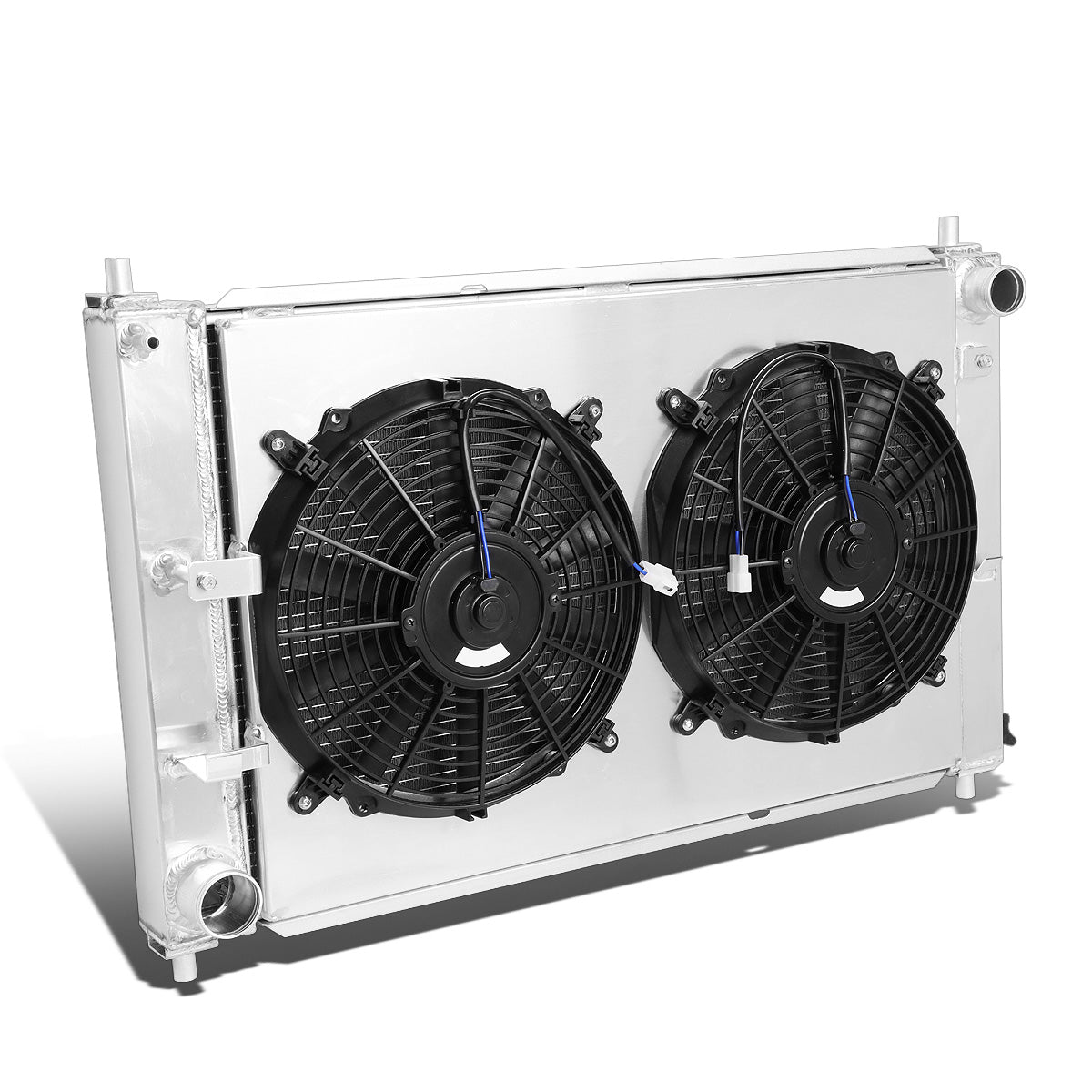 RADIADOR DE ALUMINIO RADIATOR + FAN SHROUD - 3 ROWS - 97-04 FORD MUSTANG V8 - MANUAL TRANSMISSION - BLACK FANS