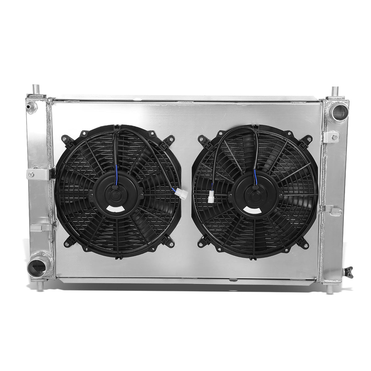 RADIADOR DE ALUMINIO RADIATOR + FAN SHROUD - 3 ROWS - 97-04 FORD MUSTANG V8 - MANUAL TRANSMISSION - BLACK FANS